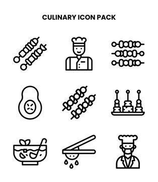 Culinary Line UI Icons Pack Stock Illustration