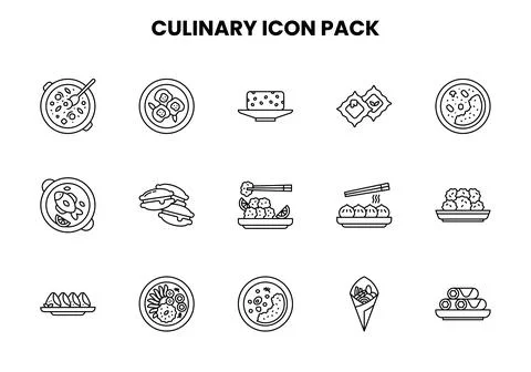 Culinary Line Vector Icons Pack Stock Illustration