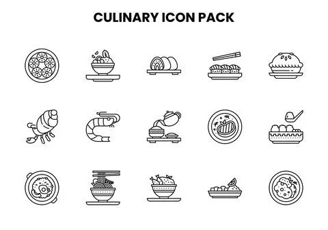 Culinary Line Vector Icons Pack Stock Illustration