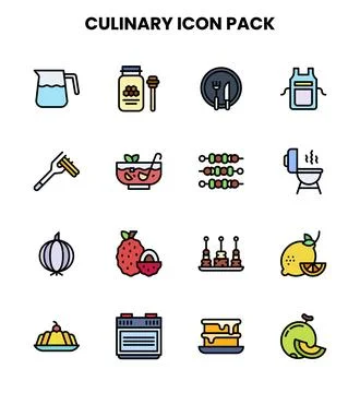 Culinary Lineal Color Bundle Icons Pack Stock Illustration