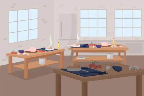 Culinary master class flat color vector illustration Stock Illustration