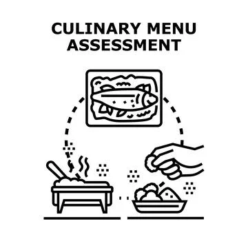 Culinary menu assessment planning concept vector icon Stock Illustration
