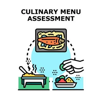Culinary menu assessment planning concept vector icon Stock Illustration