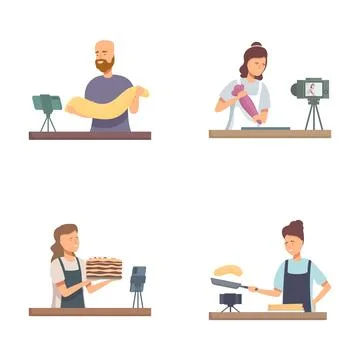 Culinary professionals at work illustration set Stock Illustration