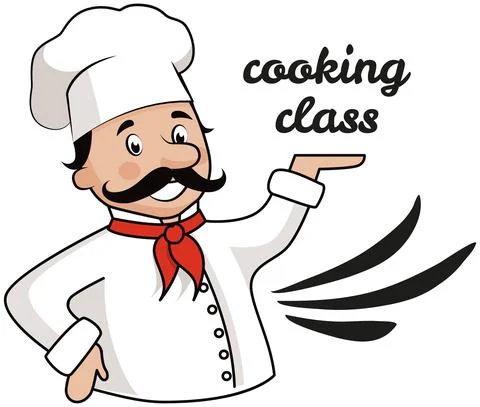 Culinary school badge with pizza maker holding dish. Premium cooking class Stock Illustration