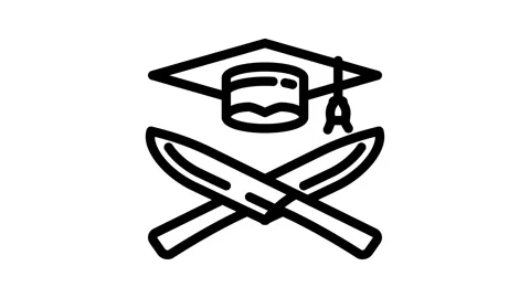 Culinary school restaurant chef line icon animation Video stock 326754326