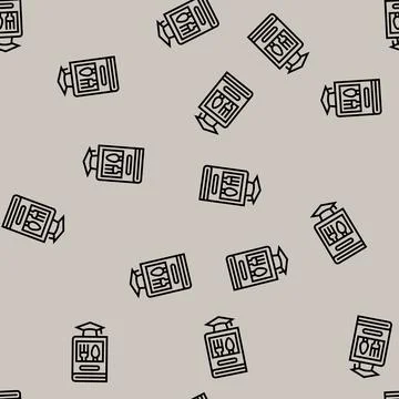 Culinary school restaurant chef line seamless pattern Stock Illustration