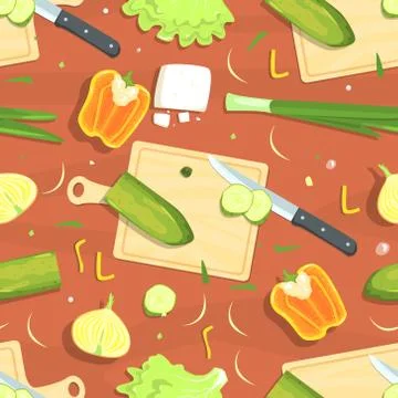 Culinary Seamless Pattern, Cooking and Healthy Eating Design Element Can Be Used Illustrazione stock