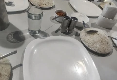 Culinary Set on a table with food (Rice and Pickle). Stock Photos