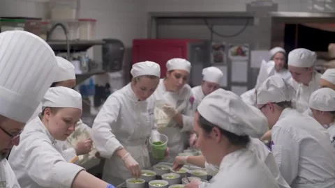Culinary Students Assembly Line In Kitchen Vidéo 151807815