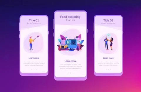 Culinary tourism app interface template. Illustrazione stock