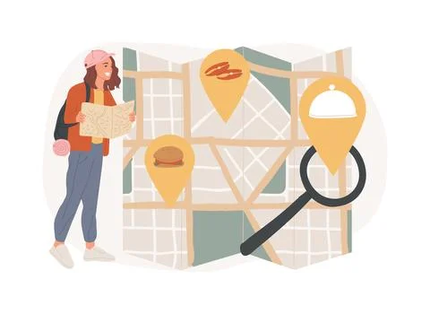 Culinary tourism isolated concept vector illustration. Ilustración de archivo