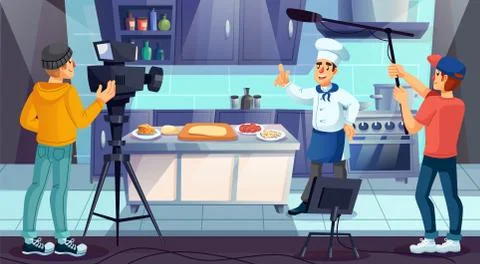 Culinary tv show program recording broadcasting Stock-Illustration