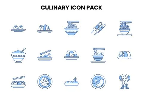 Culinary Two Color Blue Scalable Icons Pack Stock Illustration