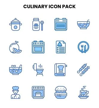 Culinary Two Colour Bundle Icons Pack Stock Illustration