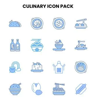 Culinary Two Colour Bundle Icons Pack Stock Illustration