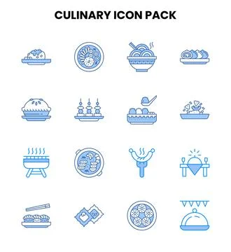 Culinary Two Colour Collection Icons Pack Stock Illustration