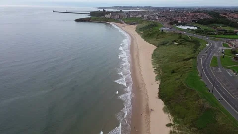 Cullercoats Beach from the air 스톡 동영상 249762526