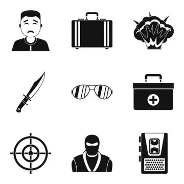 Culprit icons set, simple style Stock Illustration