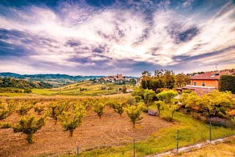 Cultivated fields dominated by Castle Stock Photos