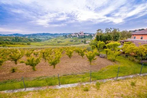 Cultivated fields dominated by Castle Stock Photos