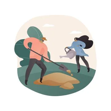 Cultivating the soil abstract concept vector illustration. Stock Illustration