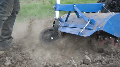 Cultivation by hand tractor Stock Footage 129331839