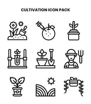 Cultivation Line Vector Icons Pack Stock Illustration