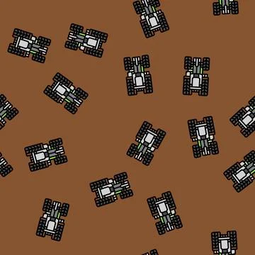 Cultivation tractor below vector seamless pattern Stock Illustration