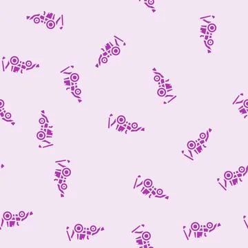 Cultivation tractor glyph seamless pattern Illustrazione stock