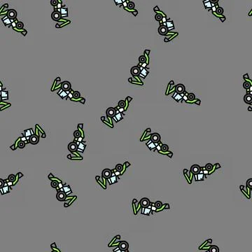 Cultivation tractor vector seamless pattern Stock Illustration