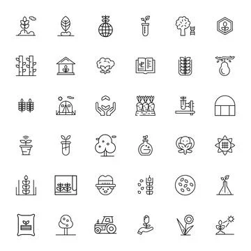 Cultivation Vector Graphics featuring 36 Bold Line PIXEL Perfect 256x256 De.. Stock Illustration
