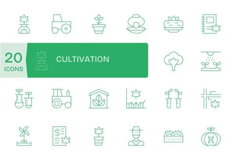 Cultivation Vector Icon Collection featuring 20 Detail Enhanced High Resolu.. Stock Illustration