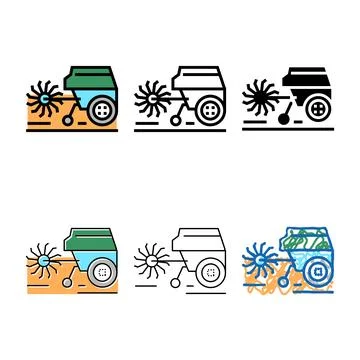 Cultivator machine color icon vector variants Stock Illustration
