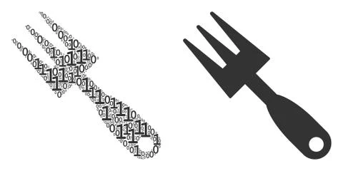 Cultivator Rake Collage of Binary Digits 스톡 일러스트