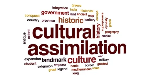 Cultural assimilation animated word cloud, text design animation. Stock Footage