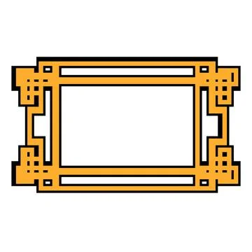 Cultural chinese frame border pixel art vector illustration Stock Illustration
