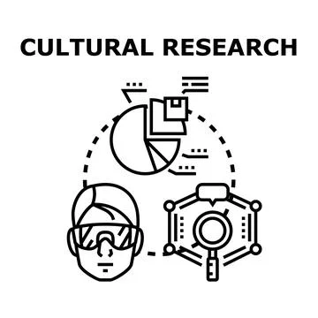 Cultural research analyzing human behavior and data Stock Illustration