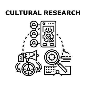 Cultural research process exploring target audience insights Stock Illustration