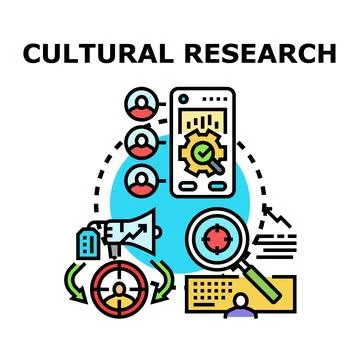 Cultural research process exploring target audience insights Stock Illustration