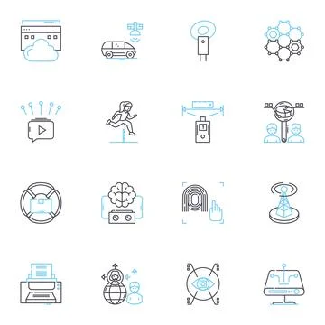 Cultural shift linear icons set. Transformation, Revolution, Evolution, Change Stock Illustration