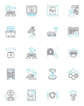 Cultural shift linear icons set. Transformation, Revolution, Evolution, Change Stock Illustration