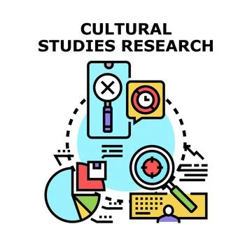Cultural studies research concept exploring data analysis Stock Illustration