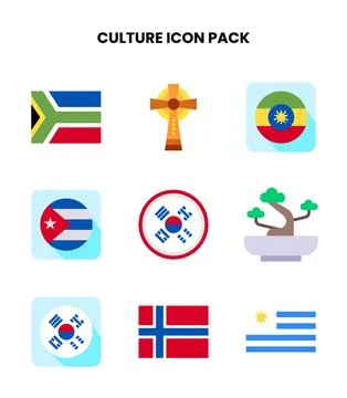 Culture Flat Bundle Icons Pack Illustrazione stock