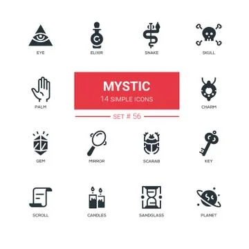 Culture theme, mystic - line design icons set Stock Illustration