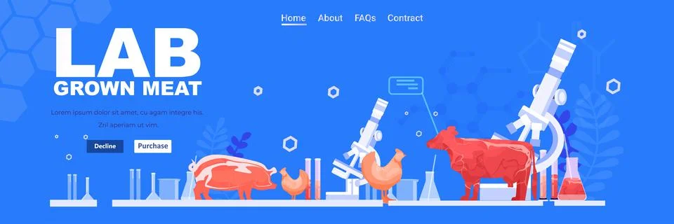 Cultured red raw meat made from animal cells artificial lab grown meat イラスト素材