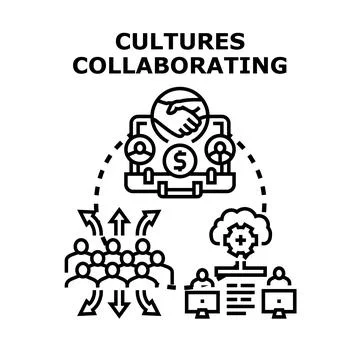 Cultures collaborating creating successful team global business Stock Illustration