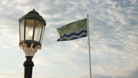 Cumberland county flag blowing in the wind Stock Footage 139012045