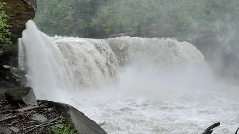 Cumberland Falls Slow Motion Spring Floods Stock Footage 75458731