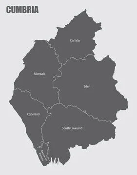 Cumbria county administrative map Stock Illustration